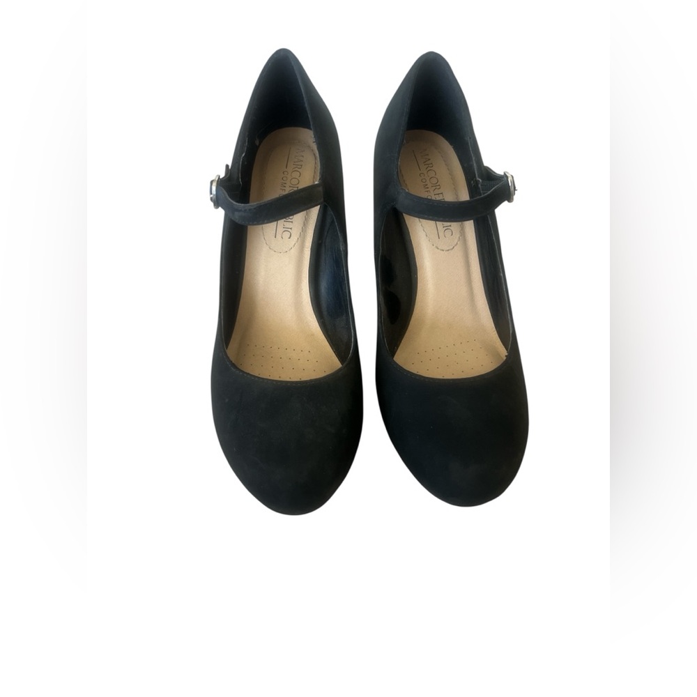 MacoRepublic Women's Black Faux Suede  High Hells Shoes Size 7